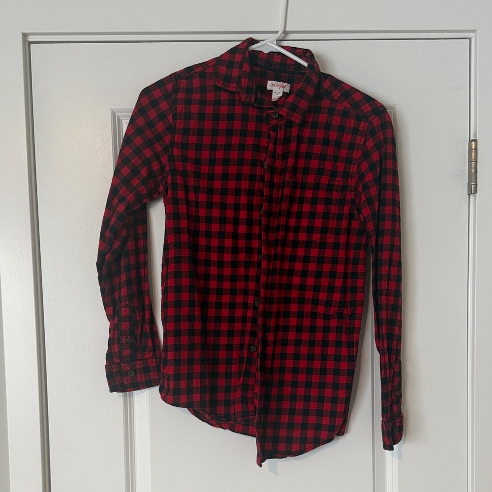 Cat & Jack Red and Black Plaid Kids Shirt